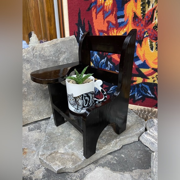 High Gloss Dark Brown Doll Chair Plant Stand/ Prop - Picture 5 of 12